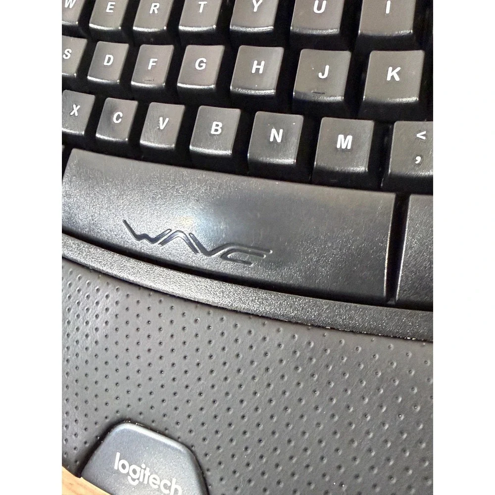 Logitech K350 Wireless Wave Keyboard Dongle Full Size Black Ergonomic Media Keys